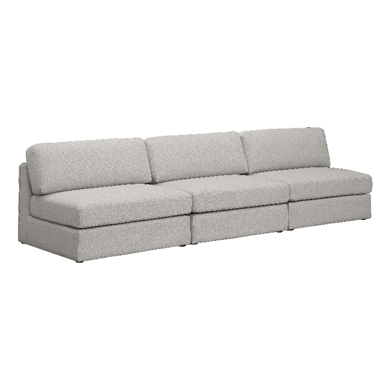 Bowery Hill Upholstered Beige Durable Linen Textured Fabric Modular Sofa