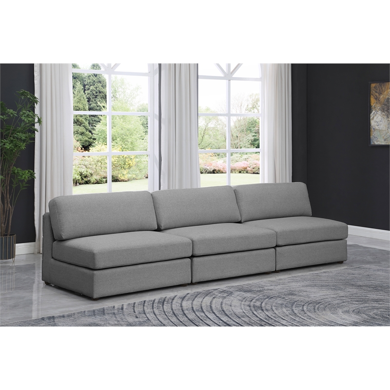 Bowery Hill Upholstered Grey Durable Linen Textured Fabric Modular Sofa