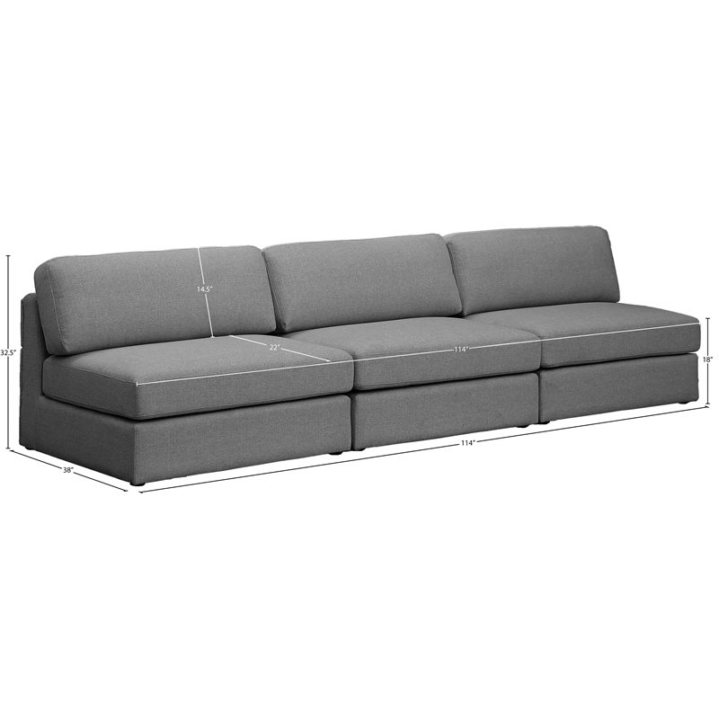 Bowery Hill Upholstered Grey Durable Linen Textured Fabric Modular Sofa