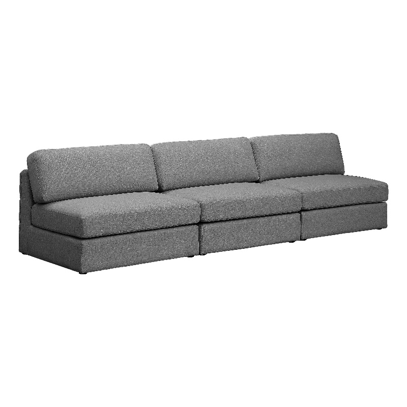 Bowery Hill Upholstered Grey Durable Linen Textured Fabric Modular Sofa