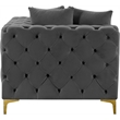 Bowery Hill Contemporary Deep Button Tufted Soft Grey Velvet Corner Chair