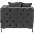 Bowery Hill Contemporary Deep Button Tufted Soft Grey Velvet Corner Chair