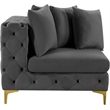 Bowery Hill Contemporary Deep Button Tufted Soft Grey Velvet Corner Chair