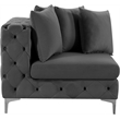 Bowery Hill Contemporary Deep Button Tufted Soft Grey Velvet Corner Chair