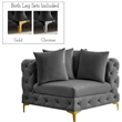 Bowery Hill Contemporary Deep Button Tufted Soft Grey Velvet Corner Chair