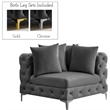 Bowery Hill Contemporary Deep Button Tufted Soft Grey Velvet Corner Chair