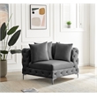 Bowery Hill Contemporary Deep Button Tufted Soft Grey Velvet Corner Chair