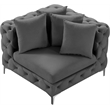 Bowery Hill Contemporary Deep Button Tufted Soft Grey Velvet Corner Chair
