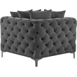 Bowery Hill Contemporary Deep Button Tufted Soft Grey Velvet Corner Chair