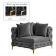 Bowery Hill Contemporary Deep Button Tufted Soft Grey Velvet Corner Chair