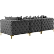 Bowery Hill Contemporary Deep Button Tufted Soft Grey Velvet Modular Sofa