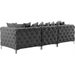 Bowery Hill Contemporary Deep Button Tufted Soft Grey Velvet Modular Sofa