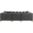 Bowery Hill Contemporary Deep Button Tufted Soft Grey Velvet Modular Sofa