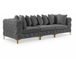 Bowery Hill Contemporary Deep Button Tufted Soft Grey Velvet Modular Sofa