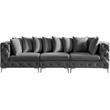 Bowery Hill Contemporary Deep Button Tufted Soft Grey Velvet Modular Sofa
