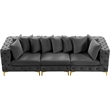 Bowery Hill Contemporary Deep Button Tufted Soft Grey Velvet Modular Sofa