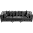 Bowery Hill Contemporary Deep Button Tufted Soft Grey Velvet Modular Sofa