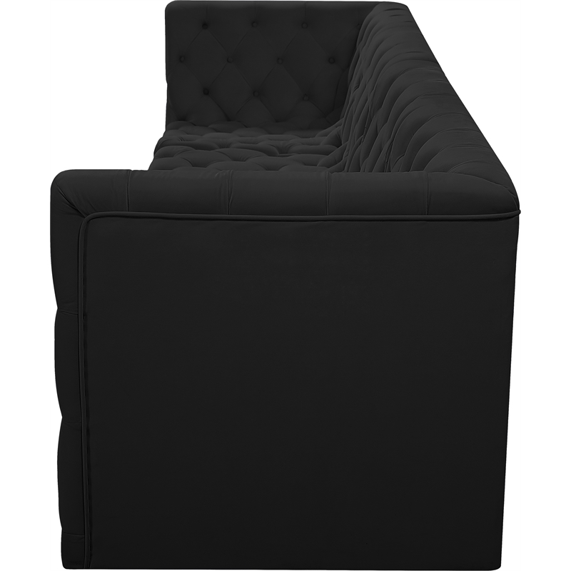 Bowery Hill Contemporary Deep Button Tufted Soft Black Velvet Modular Sofa