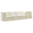 Bowery Hill Contemporary Deep Button Tufted Soft Cream Velvet Modular Sofa