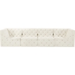 Bowery Hill Contemporary Deep Button Tufted Soft Cream Velvet Modular Sofa