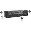 Bowery Hill Contemporary Deep Button Tufted Soft Grey Velvet Modular Sofa