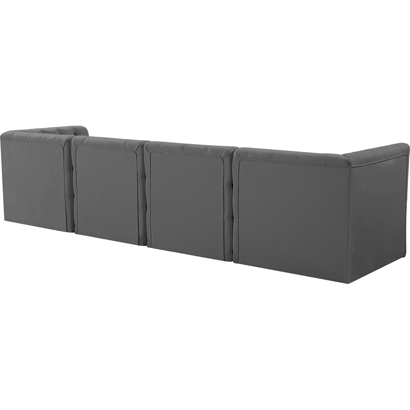 Bowery Hill Contemporary Deep Button Tufted Soft Grey Velvet Modular Sofa