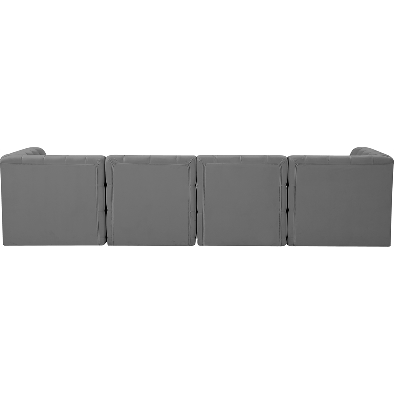Bowery Hill Contemporary Deep Button Tufted Soft Grey Velvet Modular Sofa