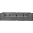Bowery Hill Contemporary Deep Button Tufted Soft Grey Velvet Modular Sofa