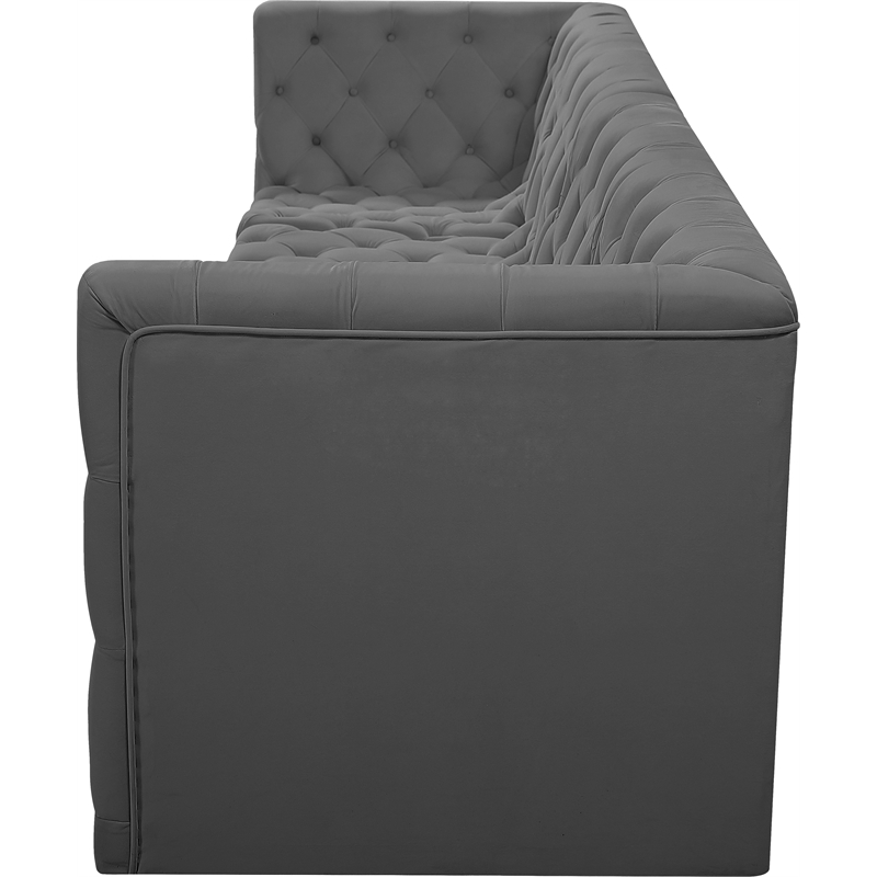 Bowery Hill Contemporary Deep Button Tufted Soft Grey Velvet Modular Sofa