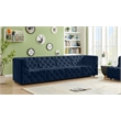 Bowery Hill Contemporary Deep Button Tufted Soft Navy Velvet Modular Sofa