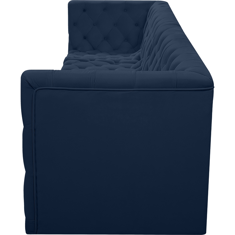 Bowery Hill Contemporary Deep Button Tufted Soft Navy Velvet Modular Sofa