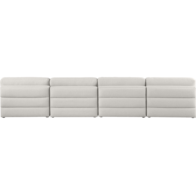 Bowery Hill Upholstered Beige Durable Linen Textured Fabric Modular Sofa