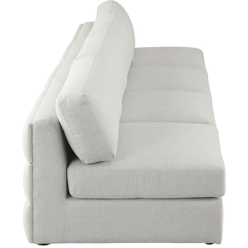 Bowery Hill Upholstered Beige Durable Linen Textured Fabric Modular Sofa