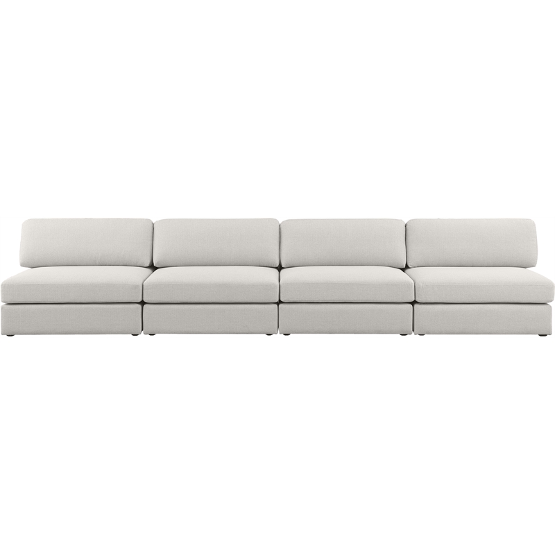 Bowery Hill Upholstered Beige Durable Linen Textured Fabric Modular Sofa