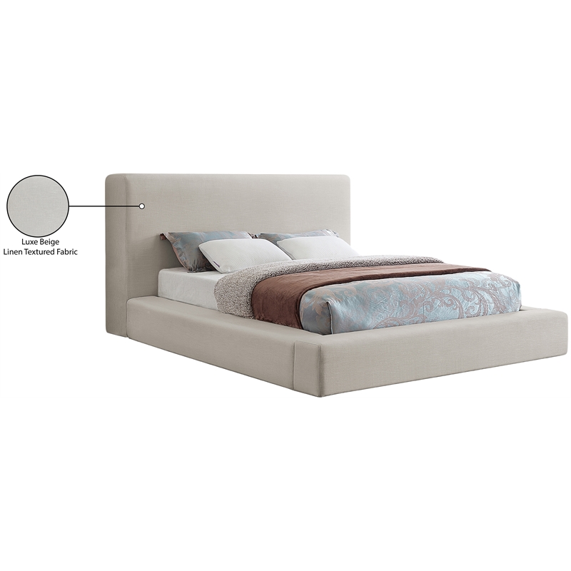 Bowery Hill Contemporary Beige Linen Textured Fabric Full Bed