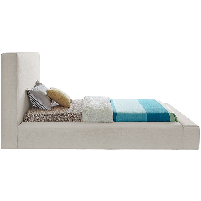 Bowery Hill Contemporary Beige Linen Textured Fabric Twin Bed