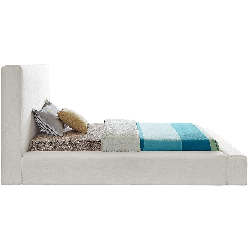 Bowery Hill Contemporary Cream Linen Textured Fabric Twin Bed