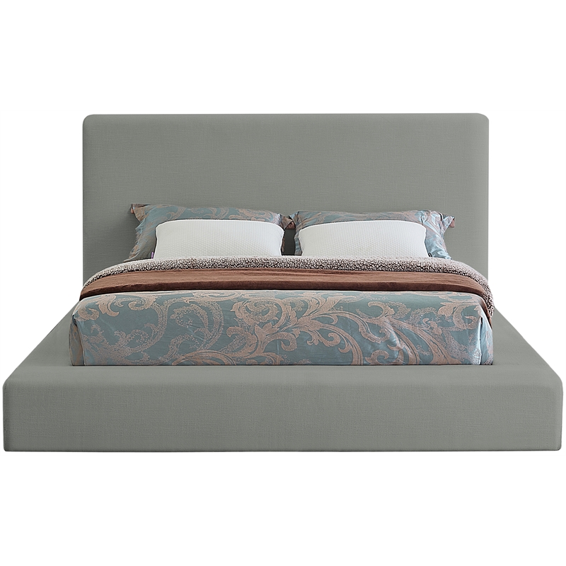 Bowery Hill Contemporary Grey Linen Textured Fabric Full Bed
