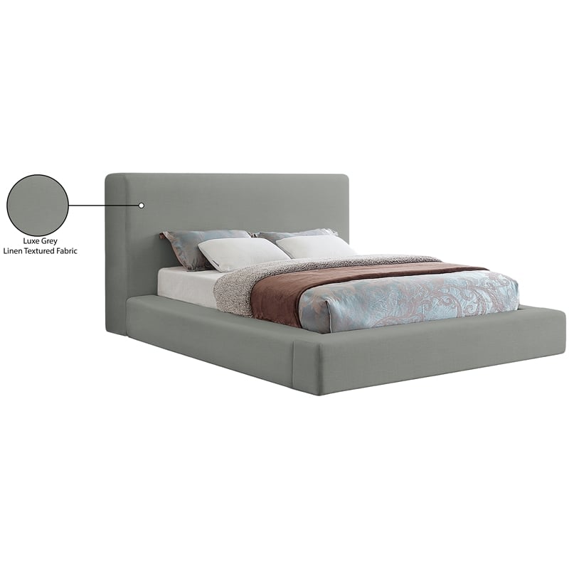 Bowery Hill Contemporary Grey Linen Textured Fabric Full Bed