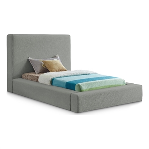 Bowery Hill Contemporary Grey Linen Textured Fabric Twin Bed