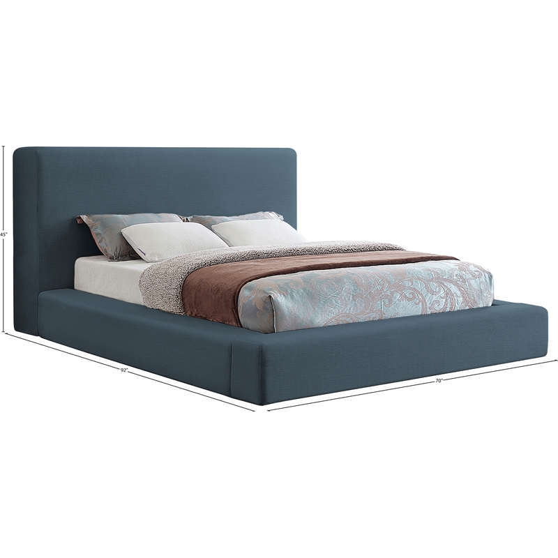 Bowery Hill Contemporary Navy Linen Textured Fabric Full Bed