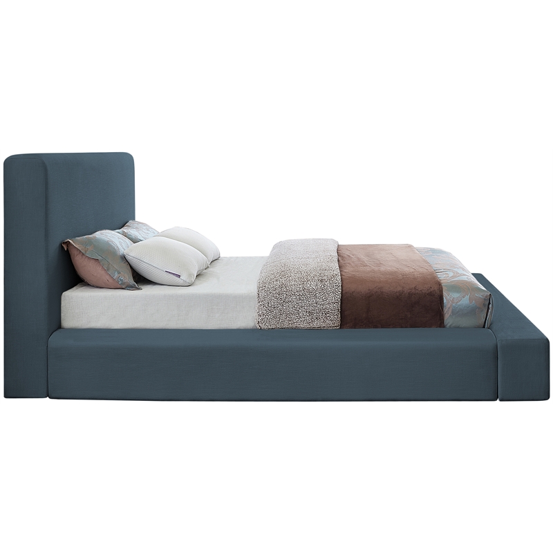 Bowery Hill Contemporary Navy Linen Textured Fabric Full Bed
