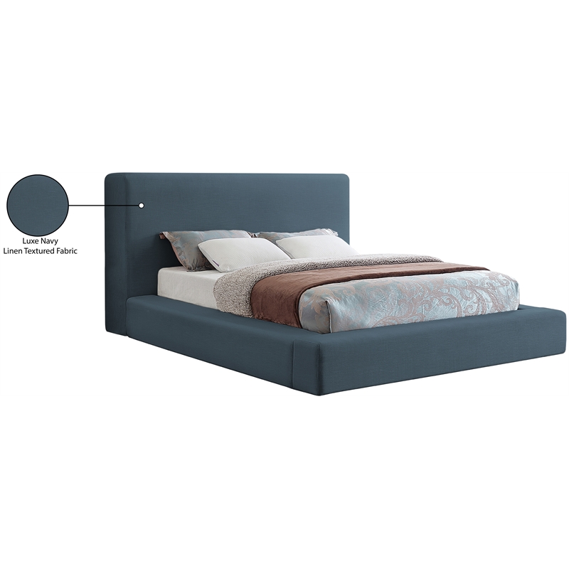 Bowery Hill Contemporary Navy Linen Textured Fabric Full Bed