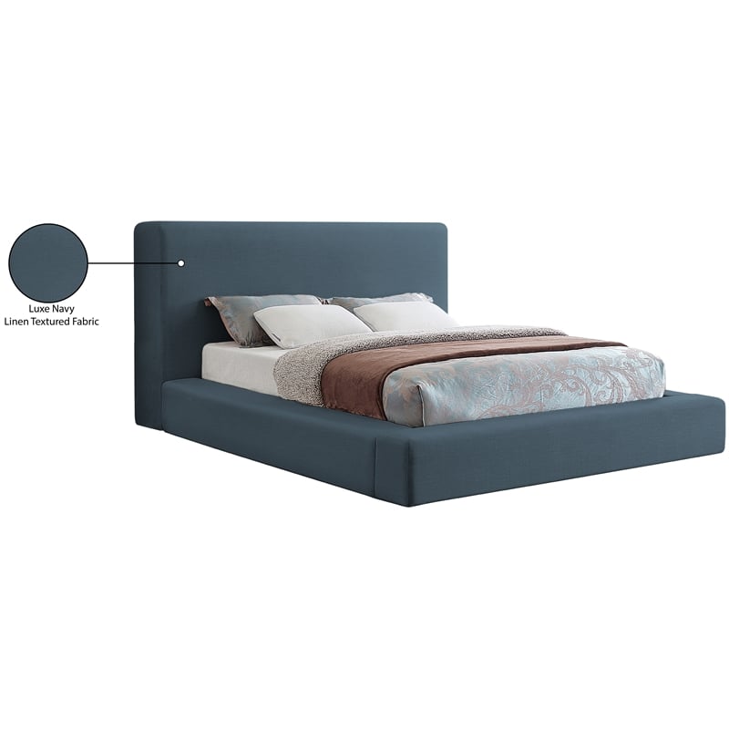 Bowery Hill Contemporary Navy Linen Textured Fabric Full Bed