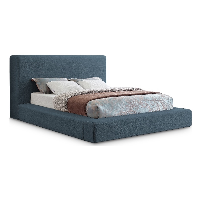 Bowery Hill Contemporary Navy Linen Textured Fabric Full Bed