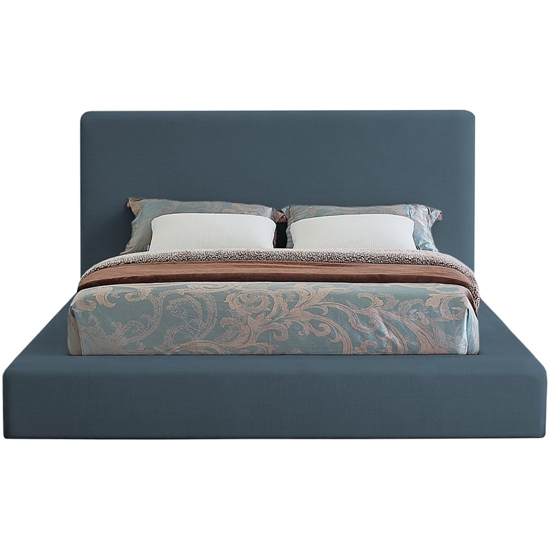 Bowery Hill Contemporary Navy Linen Textured Fabric King Bed