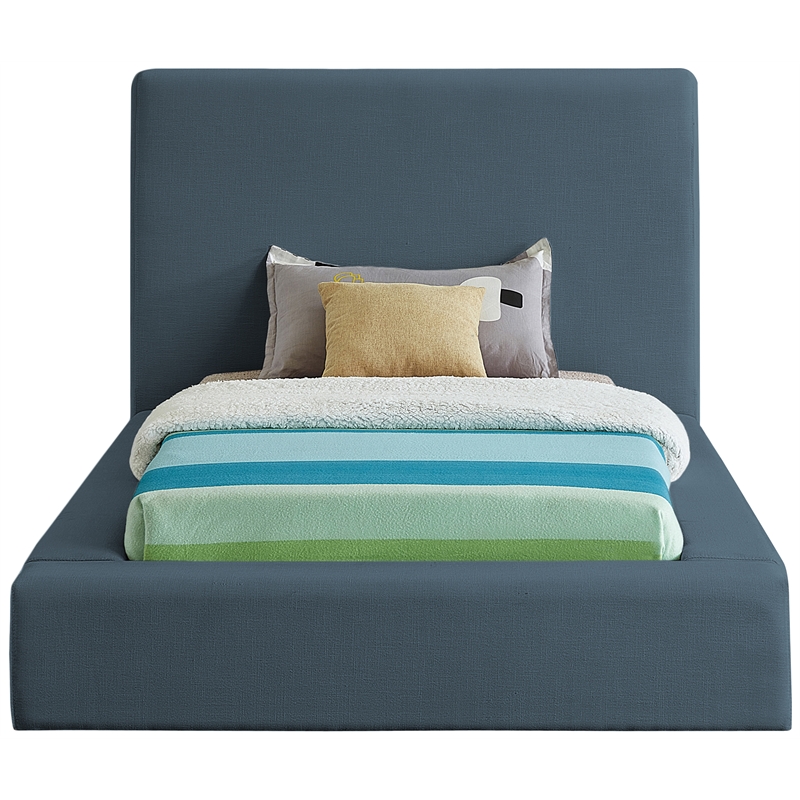 Bowery Hill Contemporary Navy Linen Textured Fabric Twin Bed