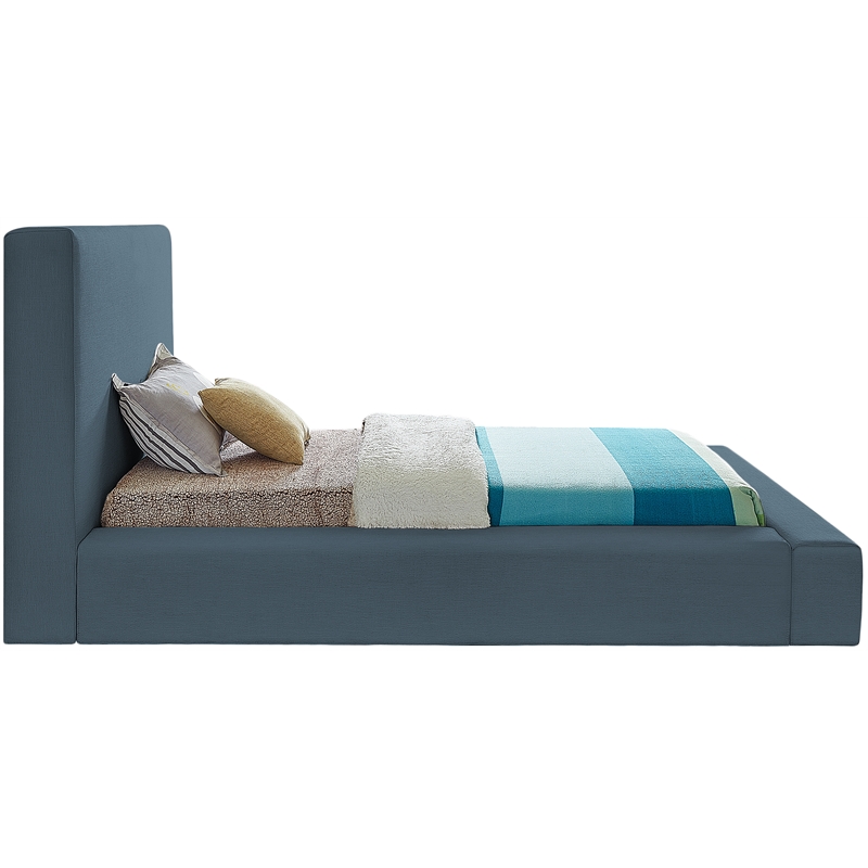 Bowery Hill Contemporary Navy Linen Textured Fabric Twin Bed