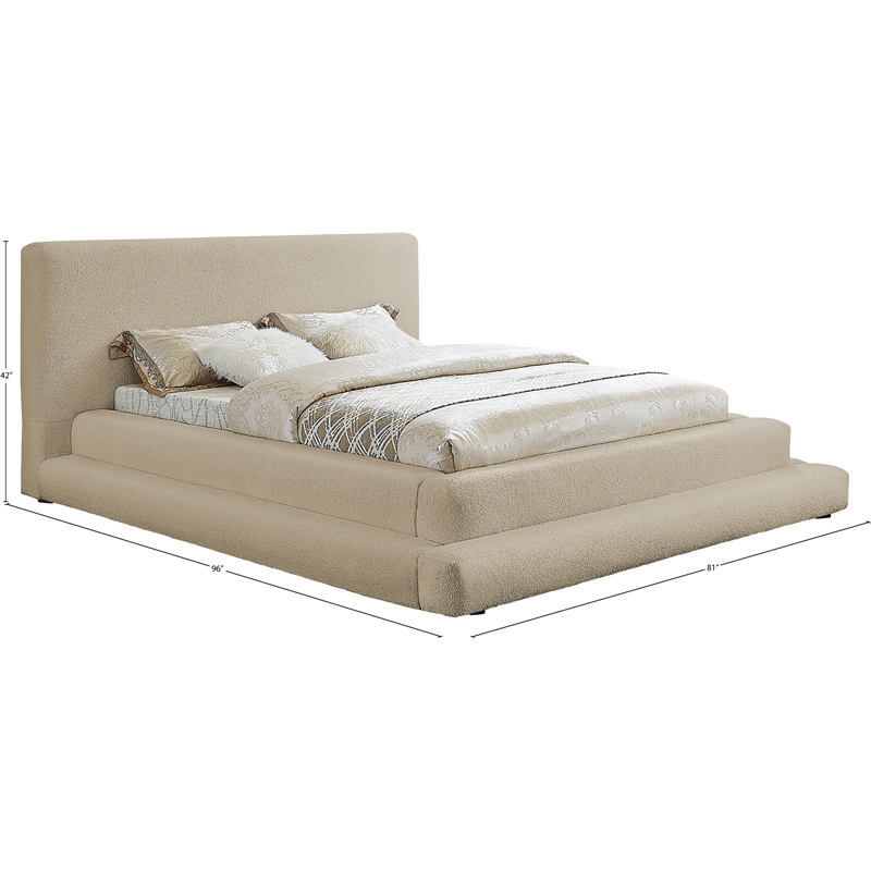 Bowery Hill Contemporary Soft Plush Beige Teddy Fabric Full Bed
