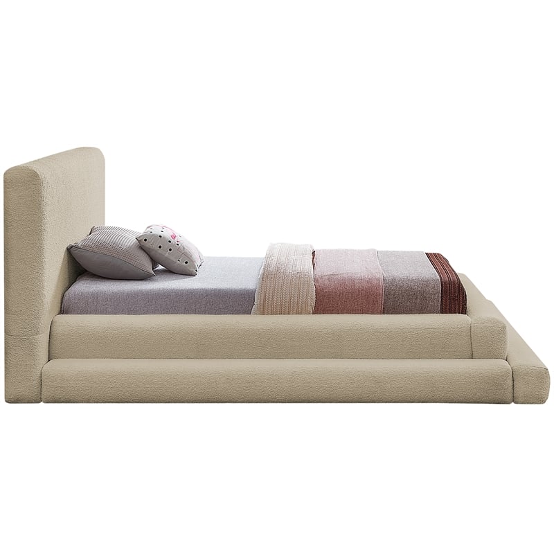 Bowery Hill Contemporary Soft Plush Beige Teddy Fabric Twin Bed